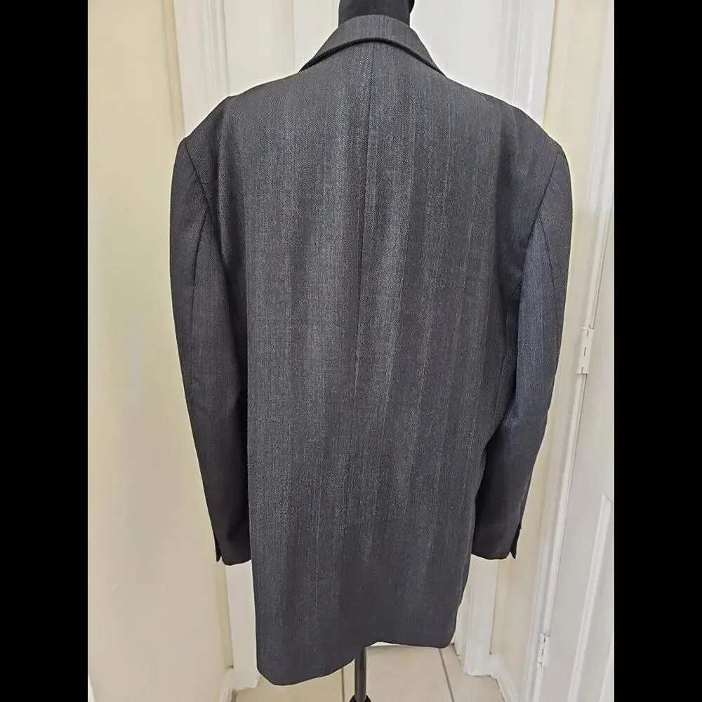 Andre Villard‎ Paris Men's Suit Jacket Gray Wool Pinstriped Lined 44L